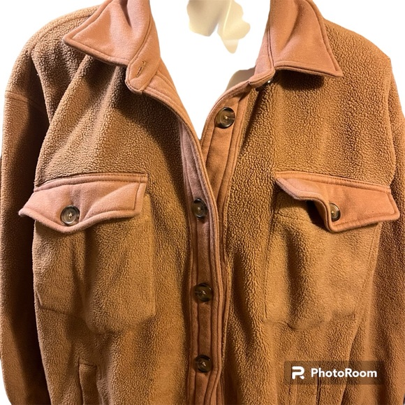 BLANK NYC long fleece tan shacket - Picture 3 of 10